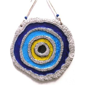 Resim Seramik Nazar Boncuğu Dekoratif Duvar Süsü Nazarlık 25x25 Cm 
