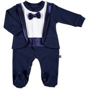 Resim Mymio Bebek Smokin İnterlok Uzun Kol Patikli Bebe Yaka Tulum 