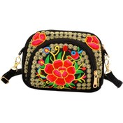 Resim Suntek Omuz Çantası Nakış Çanta Ayarlanabilir Askı Fermuar Kırmızı 