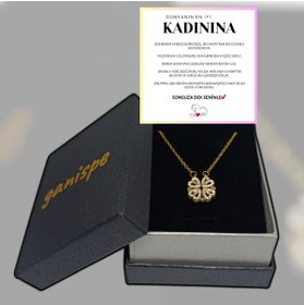 Resim ganispe "Kadınıma" Yonca Çelik Kolye Sevgi Mesaj Kartı ve Diamond Kutu 