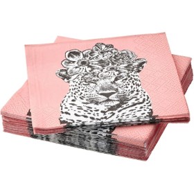 Resim Varsıklöja Desenli Peçete, Açık Pembe-leopar Desenli, 24x24 Cm, 30 Adet 