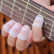 Resim 4 Adet Silikon Gitar Parmak Kılıfı Yeni Başlayanlar İçin - Akustik Gitar Pratiği İçin Rahat ve Koruyucu Parmak Telleri 