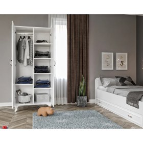 Resim Kzn Home Kartopu Country Oda Takımı - Yavrulu Karyola, 2 Kapaklı Gardırop, 3 Çekmeceli Şifonyer Tamamı Mdf 