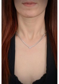 Resim Kadın Gümüş Set - Berrak Zirconia Taşlı Su Yolu Set • Işıklı Kutuda • Düğün • Nişan • Gelin Seti 