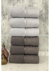 Resim Ditsy El-yüz Havlusu 6 Adet-antrasit-gri Antrasit - Gri 