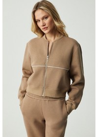 Resim Grimelange Anyul Kadın Relaxed Bomber Yaka Vizon Sweatshirt Vizon 