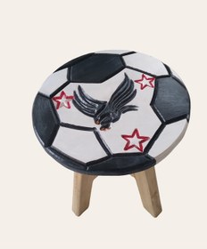 Resim Beşiktaş Fanatik El Yapımı Ahşap Tabure 