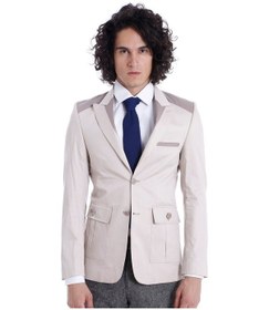 Resim Çift Düğmeli Cepli Omuz Detaylı Krem Erkek Ceket - Wessi Krem 