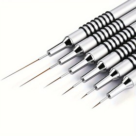 Resim 6 adet Hassas Tırnak Sanatı Liner Fırça Seti - Ultra-İnce Detaylandırma ve Nokta Kalemleri Jel Oje Tasarımı için, Detaylı Şeritler ve Temiz Çizgiler için Kullanımı Kolay Tırnak Sanatı Araçları, Tırnak Sanatı Malzemeleri 