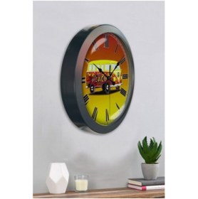 Resim Bahat Salon Ofis Duvar Saati Gri Metal Çerçeve 36 Cm 