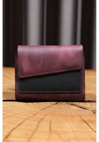 Resim Lenax Leather Lena Hakiki Deri Kadın Cüzdan Nakit Para Gözlü, Bozuk Para Gözlü, 12 Kartlık Siyah - Mürdüm 