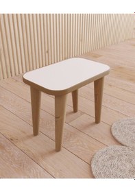 Resim Fahrettin Küçük Çocuk Taburesi Çocuk Sandalyesi Çocuk Oturağı Ahşap Tabure Puf Oturak Krem 