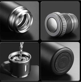 Resim Ceylan Adam Termos Paslanmaz Çelik Termos Siyah Renk 3 Bardaklı Termos Seti Çok Renkli 