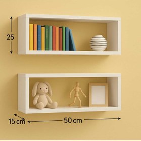 Resim Arşe Duvara Monte Kitaplık Beyaz 2 Li Raf Duvar Rafı, Düzenleyici 