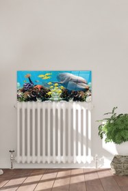 Resim Decorita Petek Üstü Cam | Yunuslu Akvaryum | 50cm X 120cm 