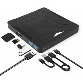 Resim Techtic Harici DVD Sürücüsü USB 3.0 Type-C Sessiz CD DVD Okuma Çok Fonksiyonlu Mikrosd Kart Sd Kart 