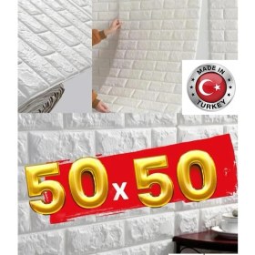 Resim Güçlü 50X50 cm Kendinden Yapışkanlı Esnek Köpük Duvar Kağıdı Paneli 3D Boyutlu Tuğla Desen 