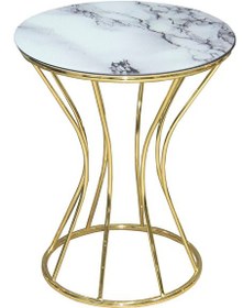 Resim Bengi Ankara Mobilya 12730 Brc Kumsaat Fiskos Model Sehpa Model Beyaz Mermer Temper Cam Gold El Yapım 