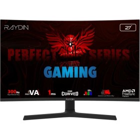 Resim Kaia Life Raydın EG27RFA-300HZ, 27", 1ms, 300Hz, Full Hd, 2xhdmı, Dp, Hoparlör, Va Led, R1500 Curved, Yükseklik Ayarlı Ayak, Frameless, Freesync Gaming Monitör 