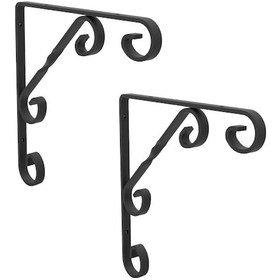 Resim 2 Adet Burgulu 15 x 15 cm Dekoratif Raf Altı Ayağı Konsol Siyah 