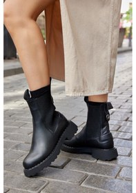 Resim Messina Siyah Hakiki Deri Kadın Bot-siyah Deri Siyah 