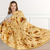 Resim 1 adet Tortilla Wrap Battaniye - Yumuşak Flanel, Gerçekçi Yiyecek Tasarımı, Yetişkinler İçin Mükemmel, Koltuk, Sandalye, Yatak İçin İdeal - Ev veya Kamp İçin Eğlenceli ve Rahat Hediye, Kamp Battaniyesi | Eğlenceli Tasarım | Peluş Dokulu, Kamp 
