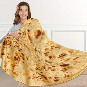 Resim 1 adet Tortilla Wrap Battaniye - Yumuşak Flanel, Gerçekçi Yiyecek Tasarımı, Yetişkinler İçin Mükemmel, Koltuk, Sandalye, Yatak İçin İdeal - Ev veya Kamp İçin Eğlenceli ve Rahat Hediye, Kamp Battaniyesi | Eğlenceli Tasarım | Peluş Dokulu, Kamp 