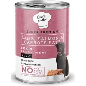 Resim Chef's Choice Pate Kuzulu ve Somonlu Tahılsız Yetişkin Köpek Konservesi 12 x 400 G 
