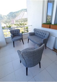 Resim Genel Markalar Balkon Bahçe Mobilyası - Balkon Koltuğu-koltuk Takimi -ofis Koltuğu - Ahşap -açık Gri 