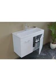 Resim Orka Bafa 80 Cm Mdf Beyaz Banyo Dolabı Takımı Beyaz 