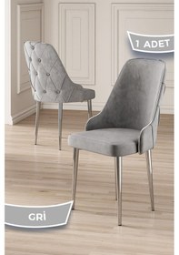 Resim Canisa Krax Serisi, 1.sınıf Babyface Kumaş Mutfak Sandalye, Gümüş Metal Ayak, 1 Adet Gri Sandalye Sandalye Gri Ayakları Gümüşş 