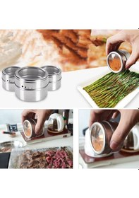 Resim Kaliteli Paslanmaz Çelik 3 Lü Paket Mıknatıslı Baharatlık Cin114 Gri 