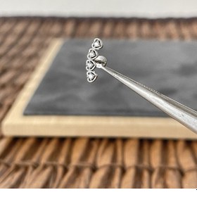 Resim %100 Cerrahi Çelik Dört Kalp Zirkon Çelik 7 X 1.2 MM Labret Piercing Gümüş 
