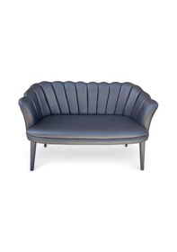 Resim Siyah Deri 2'li Ahşap Ayaklı Papatya Ofis Koltuk Takımı Misafir Koltuğu Berjer 