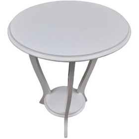 Resim Üç Ayak Fiskos Çiçeklik Sehpa Parlak Beyaz Lake Boya Çift Kat Ahş 