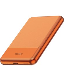 Resim Wiwu WI-P088 LED Işık Göstergeli Pd 20W Kablosuz Powerbank 5000MAH 15W Turuncu 