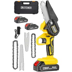 Resim Steiner 128 Vf 10 Ah Akülü Dal Budama Çift Pala Çift Zincir Sarı 