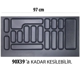 Resim 97 X 49 Cm Çekmece Içi Kaşıklık Gri 90x39 Cm'e Kadar Kesilebilir Gri 