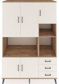 Resim Kronos Dolap 9 Raflı 3 Çekmeceli 5 Kapaklı 132x59x195 Çam-aytaşı/aytaşı Aytası/aytası 