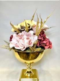 Resim Altın Gondol Pembe Çiçek Aranjman 