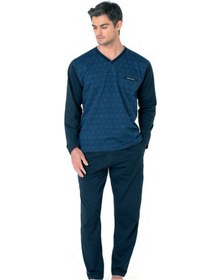 Resim Pierre Cardin 6110 Erkek Kuzun Kollu V Yaka Pijama Takımı-saks-saks-l Çok Renkli 