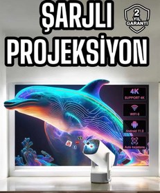 Resim Empressco Taşınabilir Akıllı Projektör, Renkli Oyun ve Sinema İçin Android 11 Destekli 