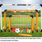 Resim 1 adet Katlanabilir Futbol Kale Çerçevesi Çocuklar için, Açık Hava Futbol Kafesi Fitness Oyuncağı, Dayanıklı Plastik Malzeme, Beyaz ve Turuncu-Kırmızı Seçenekleri, Sabitleme Çivileri ve Saklama Çantası ile - Top ve Şişirme Pompası Hariç 