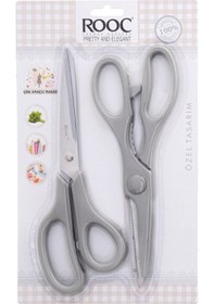 Resim Makri Home Tırtıklı Ağız 2'li Çok Amaçlı Makas Seti Büyük Boy Gri, 22 Cm 
