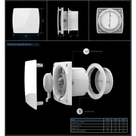 Resim Venteurope Joy BD120 (160M³/H) Plastik Banyo&tuvalet Aspiratörü Banyo Fanı (Klapeli) 