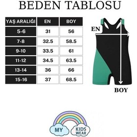 Resim My Kids Wear Kız Çocuk Deniz Yüzücü Mayoları 5-16 Yaş 11931 Siyah 