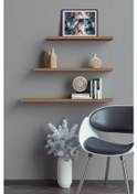 Resim Yankı-BYEG 3lü 40 cm 50 cm 60 cm Safir Meşe Mdf Uçan Duvar Rafı Kitaplık 