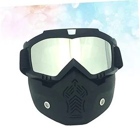 Resim YARNOW Motosiklet Yüz Maskesi Uv400 Tpu Çerçeve Lens Ayarlanabilir Bant Rahat Sünger Vintage Stil 