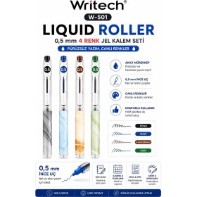 Resim Writech W-501 Liquid Roller 0,5 mm 4 Renk Jel Kalem Seti 