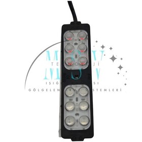 Resim 12 Volt 6 Watt 12 Ledli 104x26 Mm Animasyonlu Kırmızı - Mavi Çakar Modül 5 Adet 